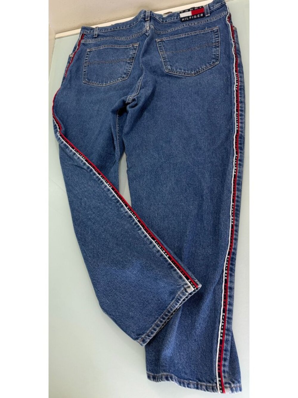 Vintage Tommy Hilfiger Freedom Jeans 42X32 Baggy Y2K 90's Flag Logo Rare!!